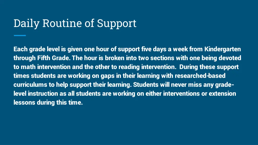 daily routine of support