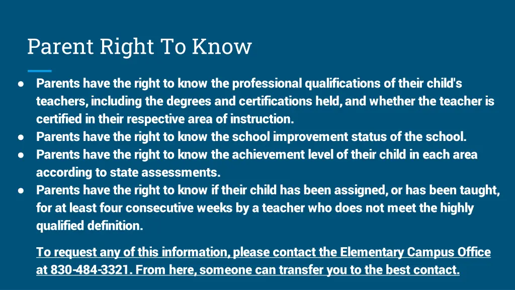 parent right to know