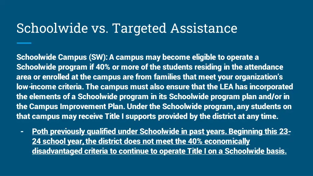 schoolwide vs targeted assistance