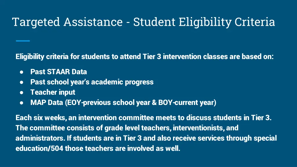 targeted assistance student eligibility criteria