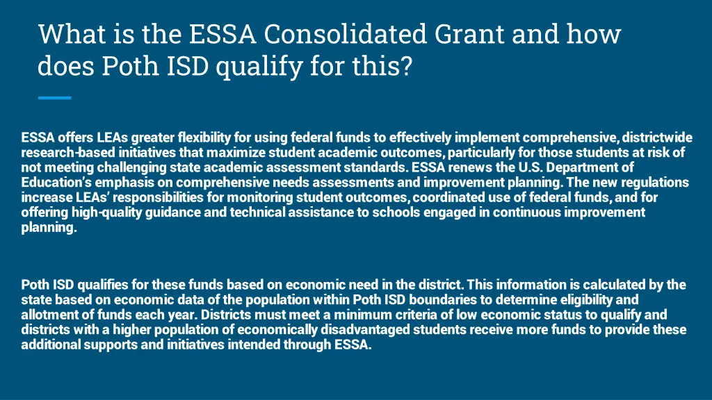 what is the essa consolidated grant and how does