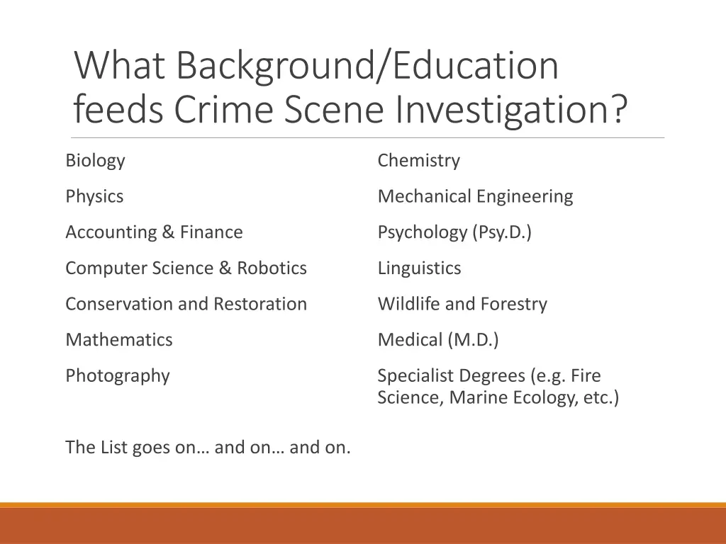 what background education feeds crime scene
