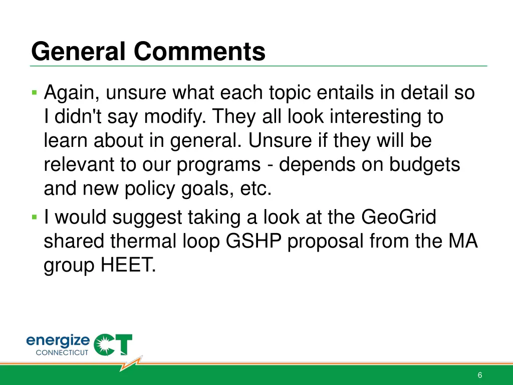 general comments