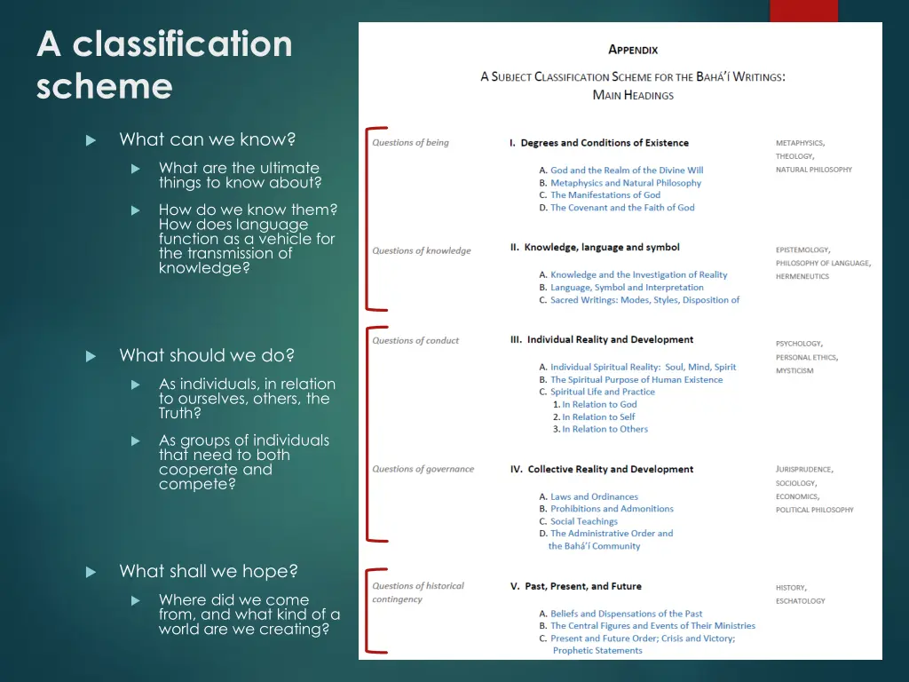 a classification scheme