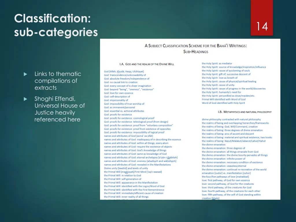 classification sub categories