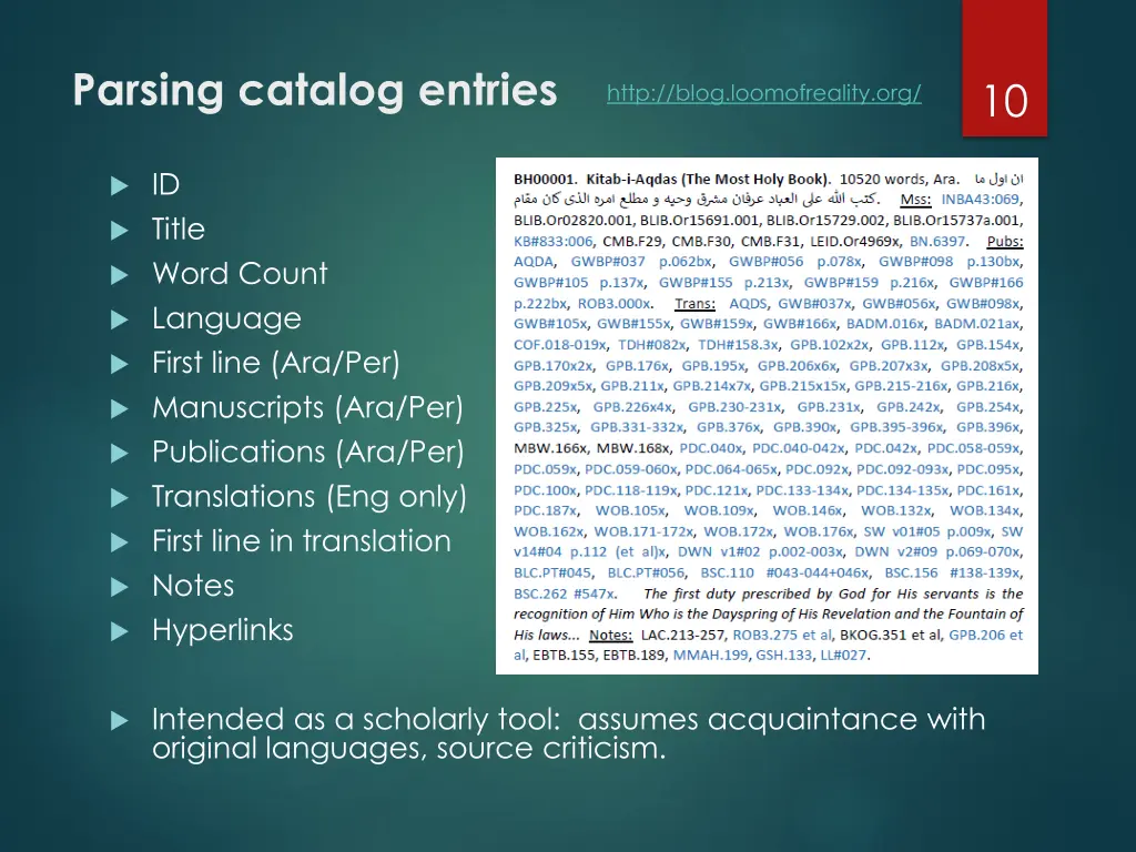 parsing catalog entries