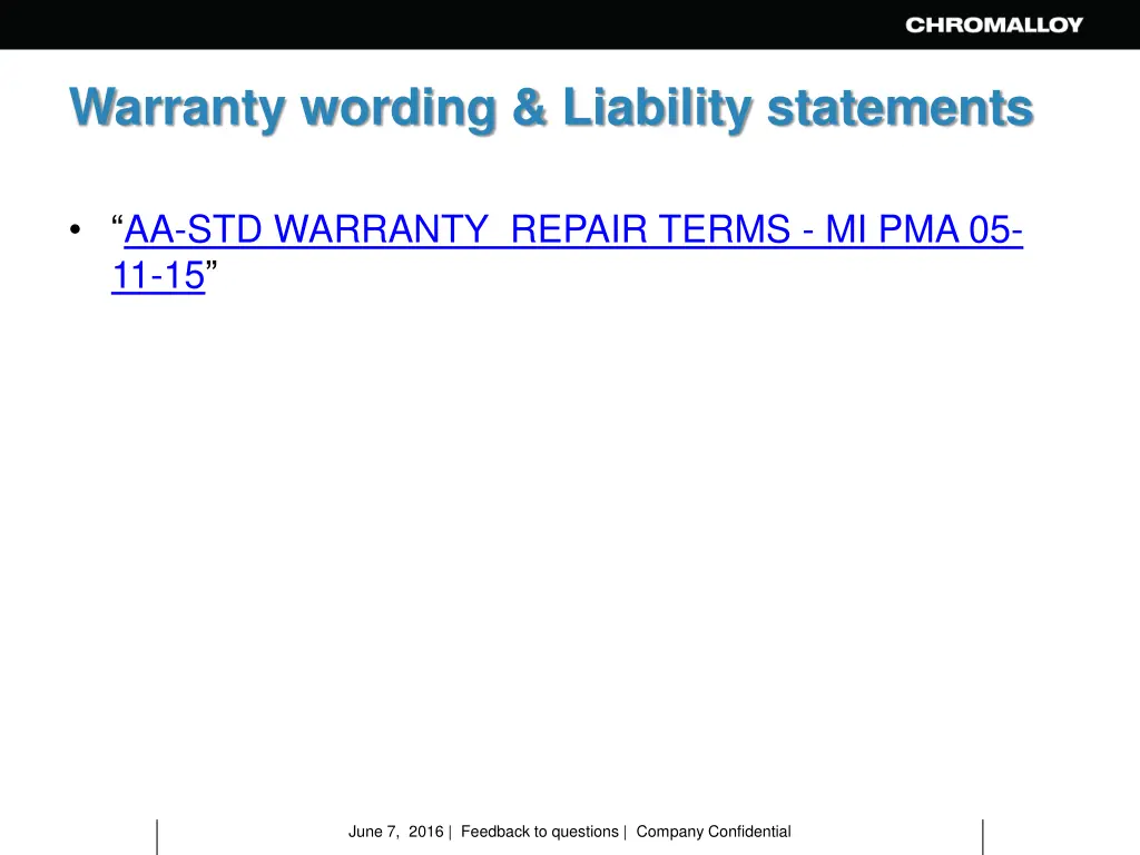 warranty wording liability statements