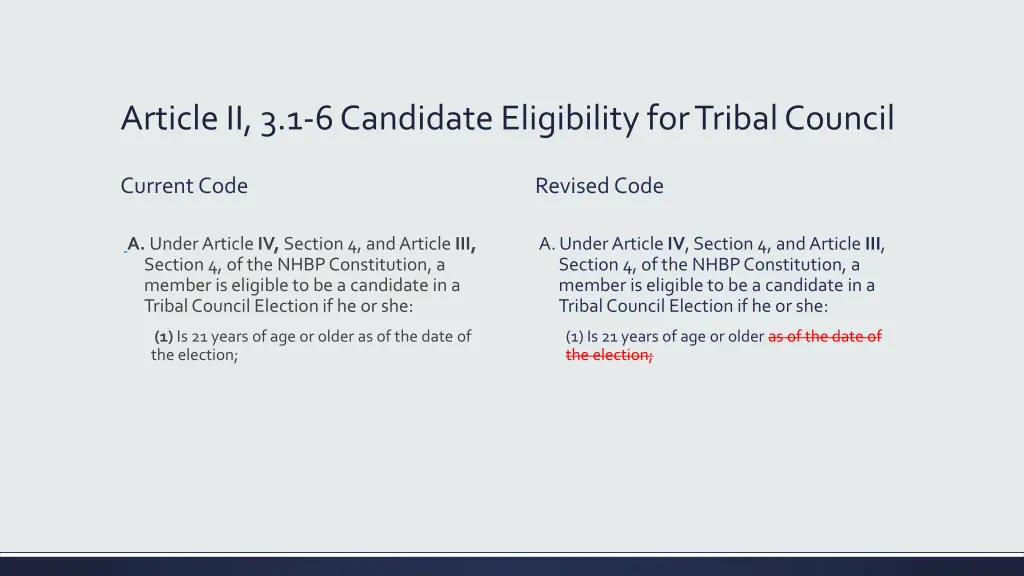 article ii 3 1 6 candidate eligibility for tribal