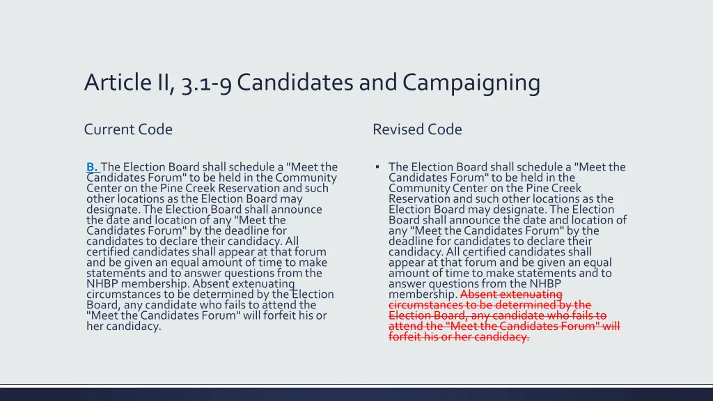 article ii 3 1 9 candidates and campaigning
