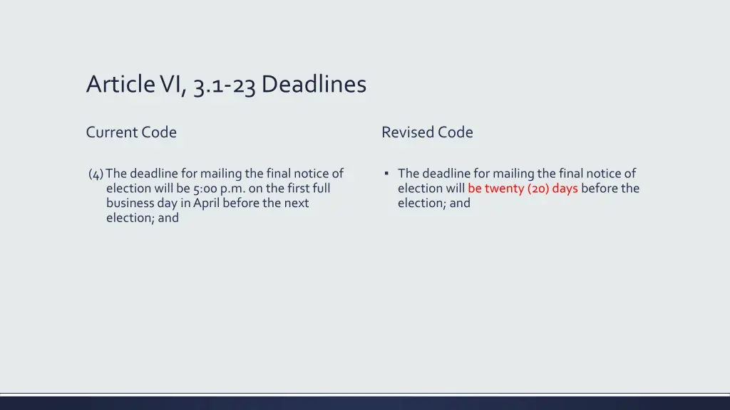 article vi 3 1 23 deadlines