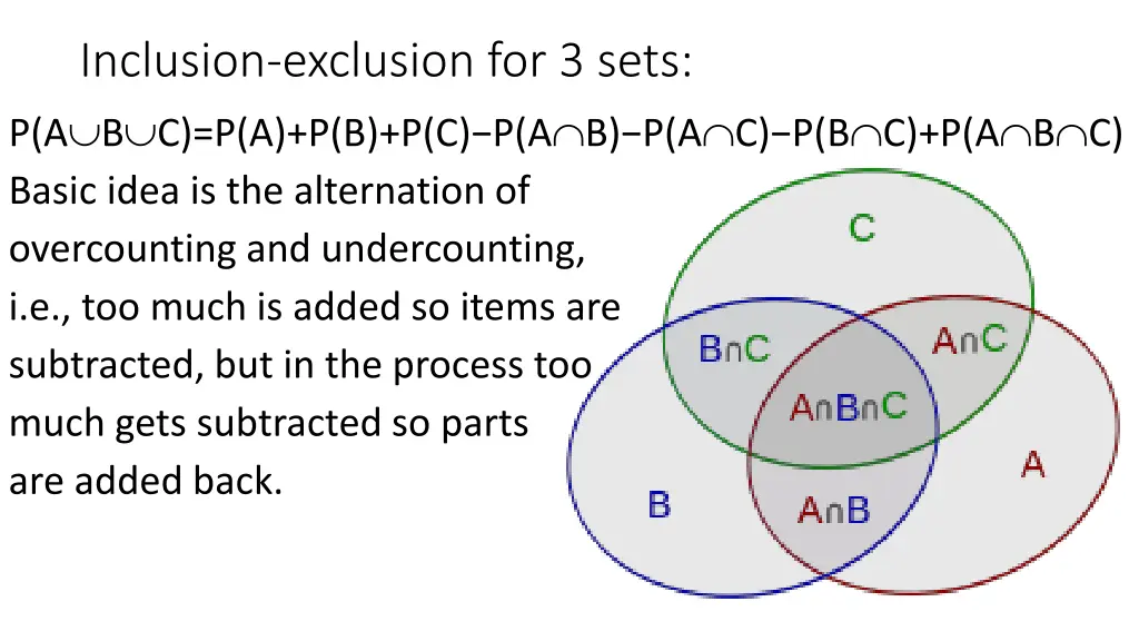 inclusion exclusion for 3 sets