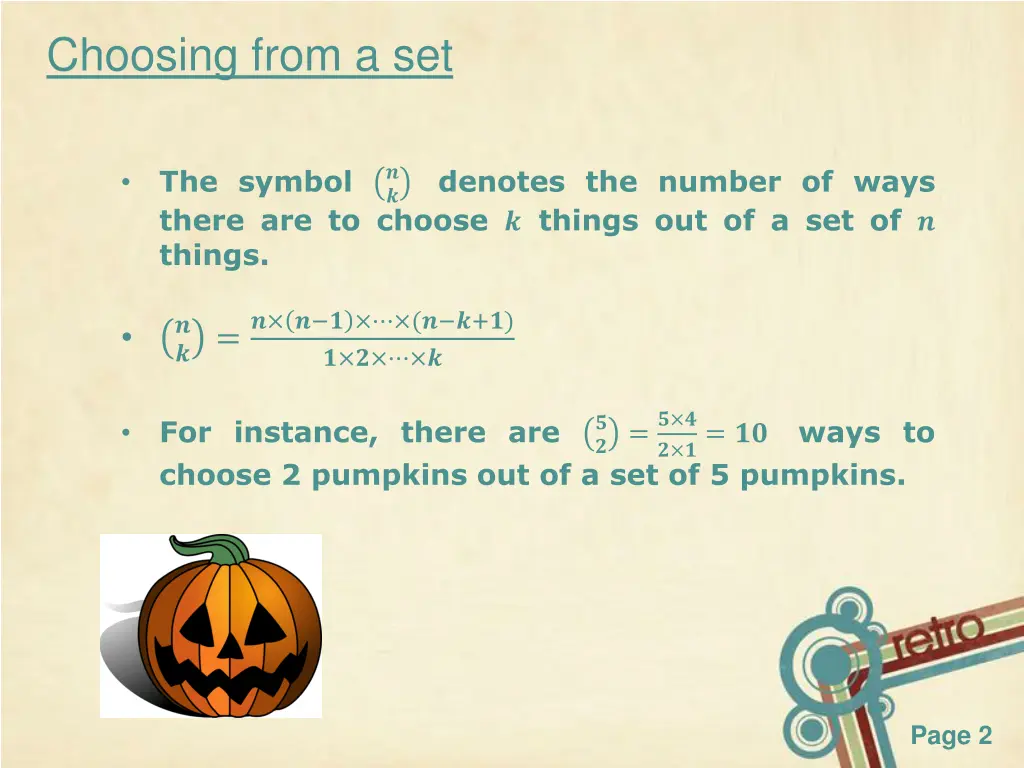 choosing from a set