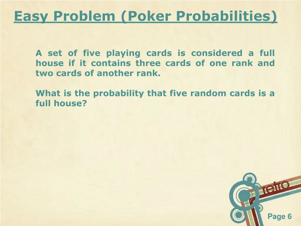 easy problem poker probabilities