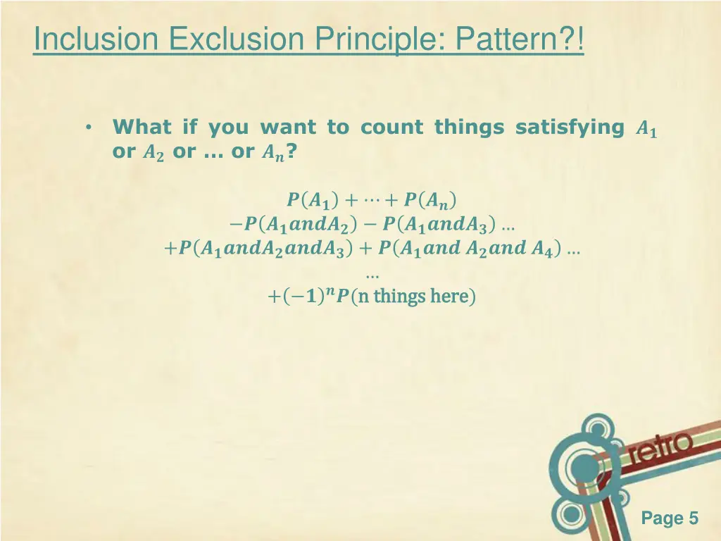 inclusion exclusion principle pattern