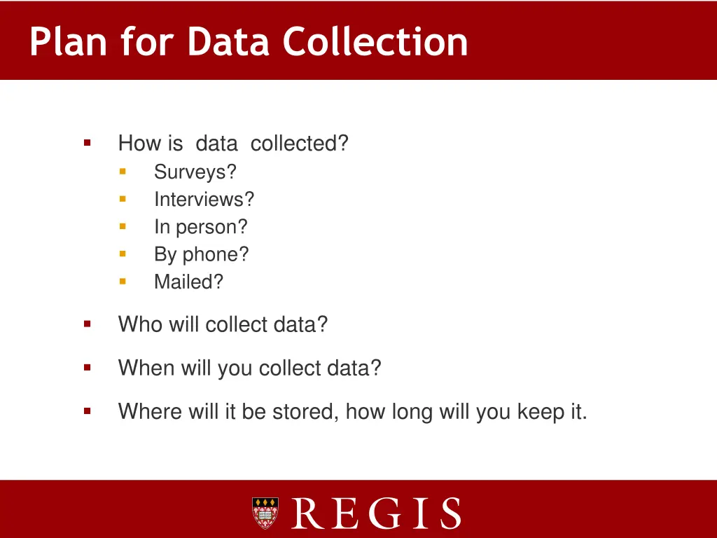 plan for data collection