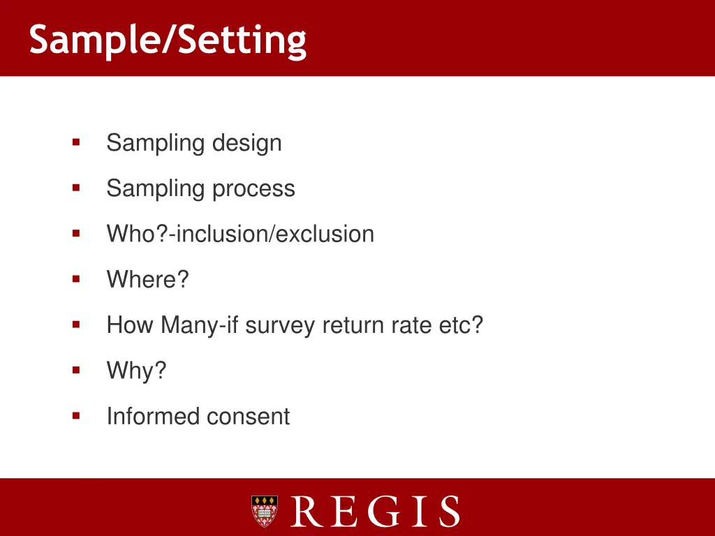 sample setting