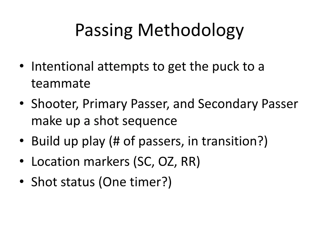 passing methodology