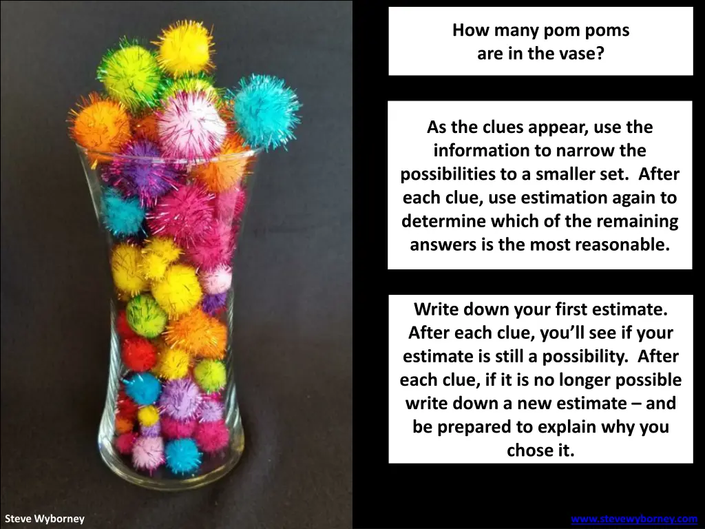 how many pom poms are in the vase 1