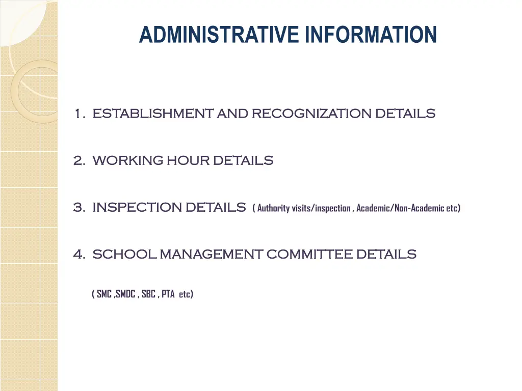 administrative information