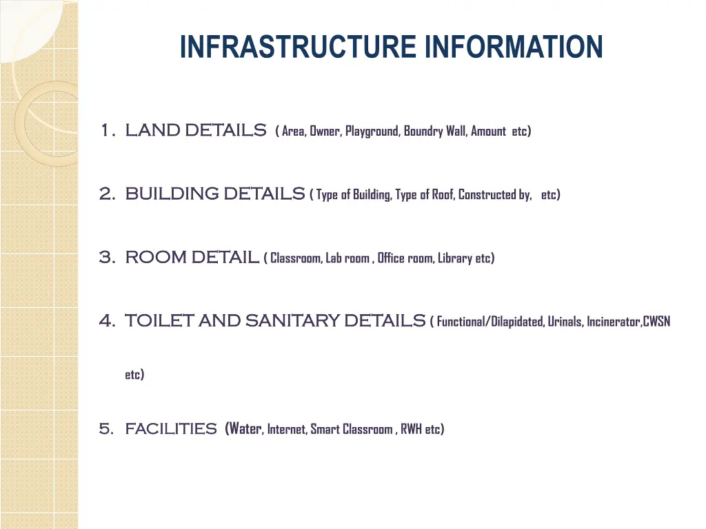 infrastructure information