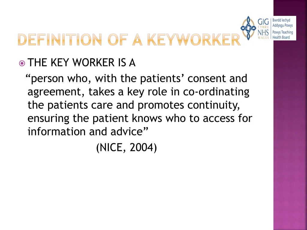 definition of a keyworker