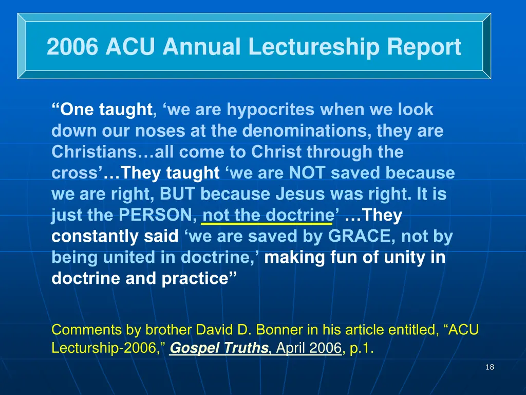 2006 acu annual lectureship report