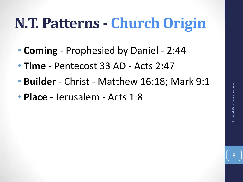 n t patterns church origin