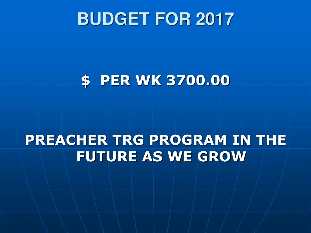 budget for 2017