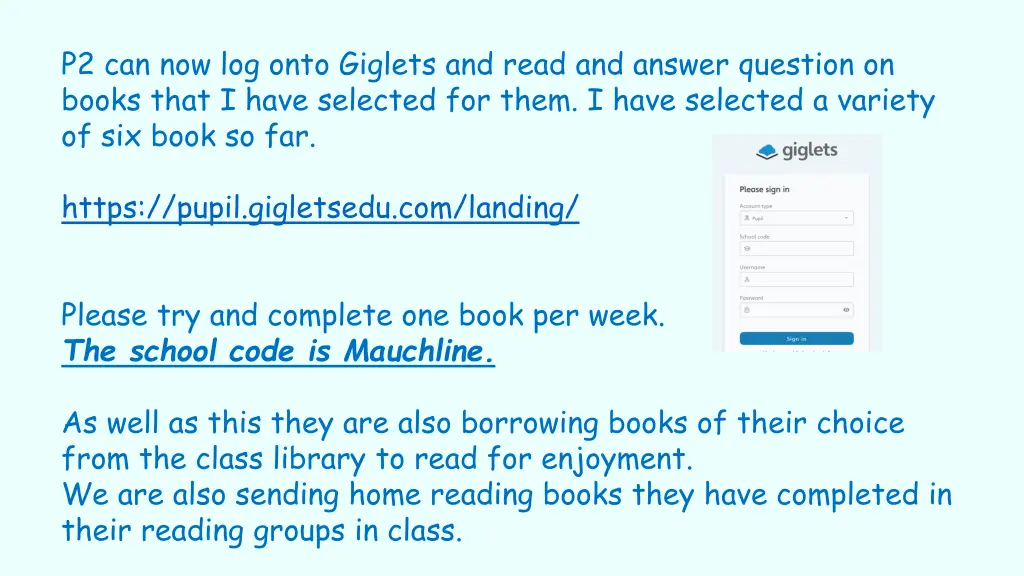 p2 can now log onto giglets and read and answer