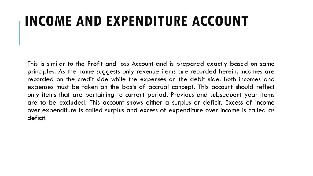 income and expenditure account