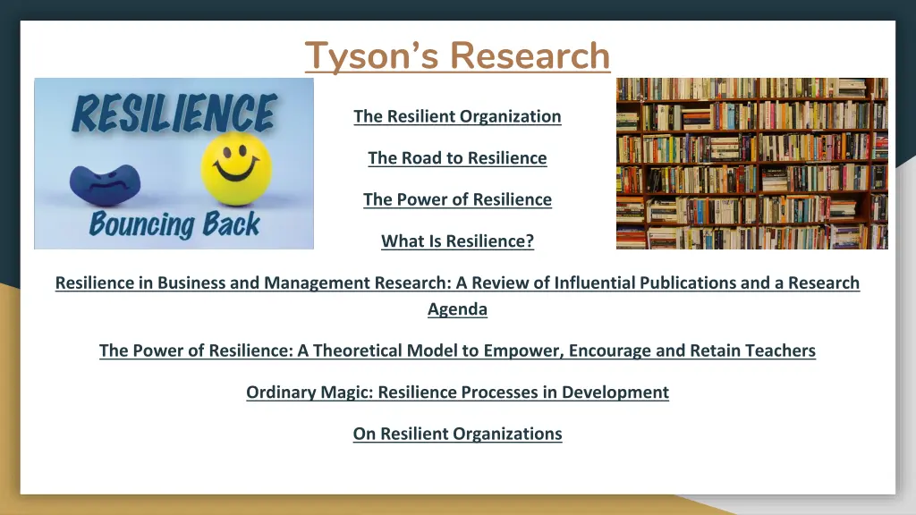 tyson s research