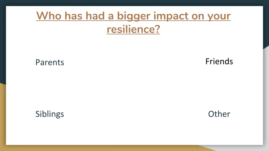 who has had a bigger impact on your resilience