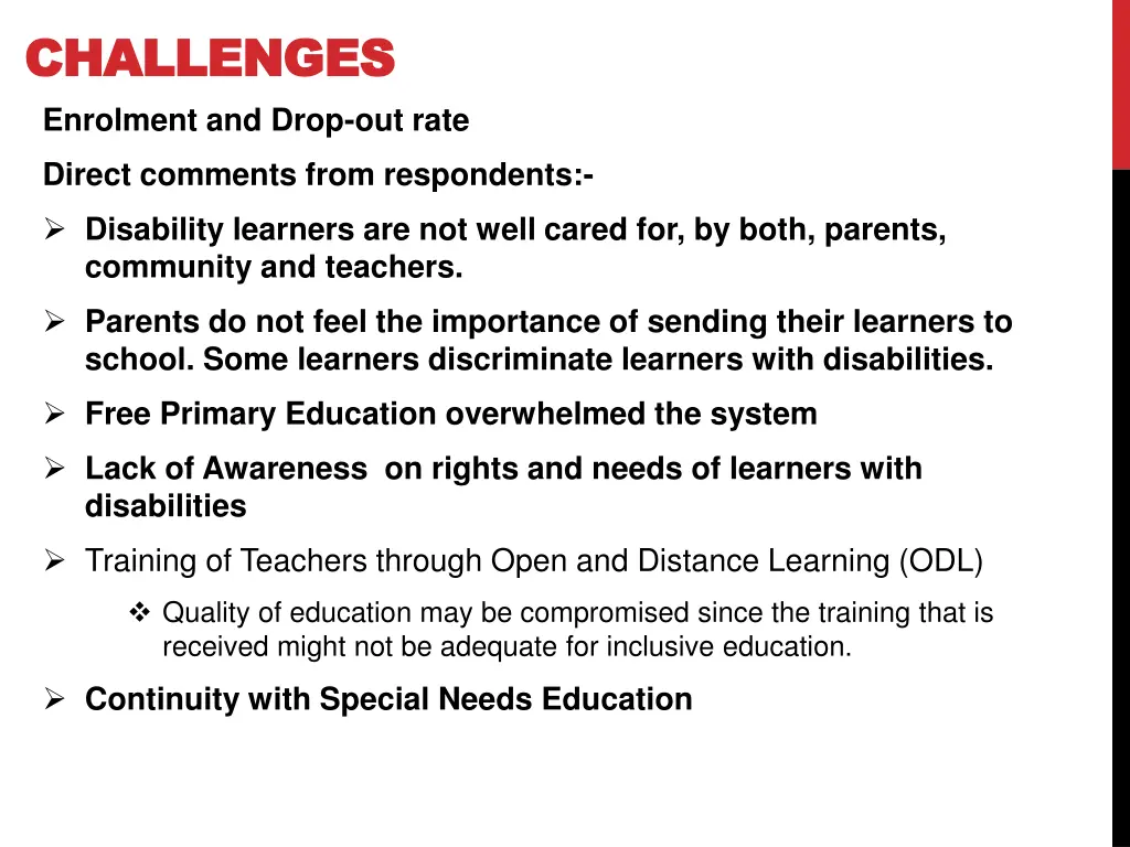 challenges challenges enrolment and drop out rate