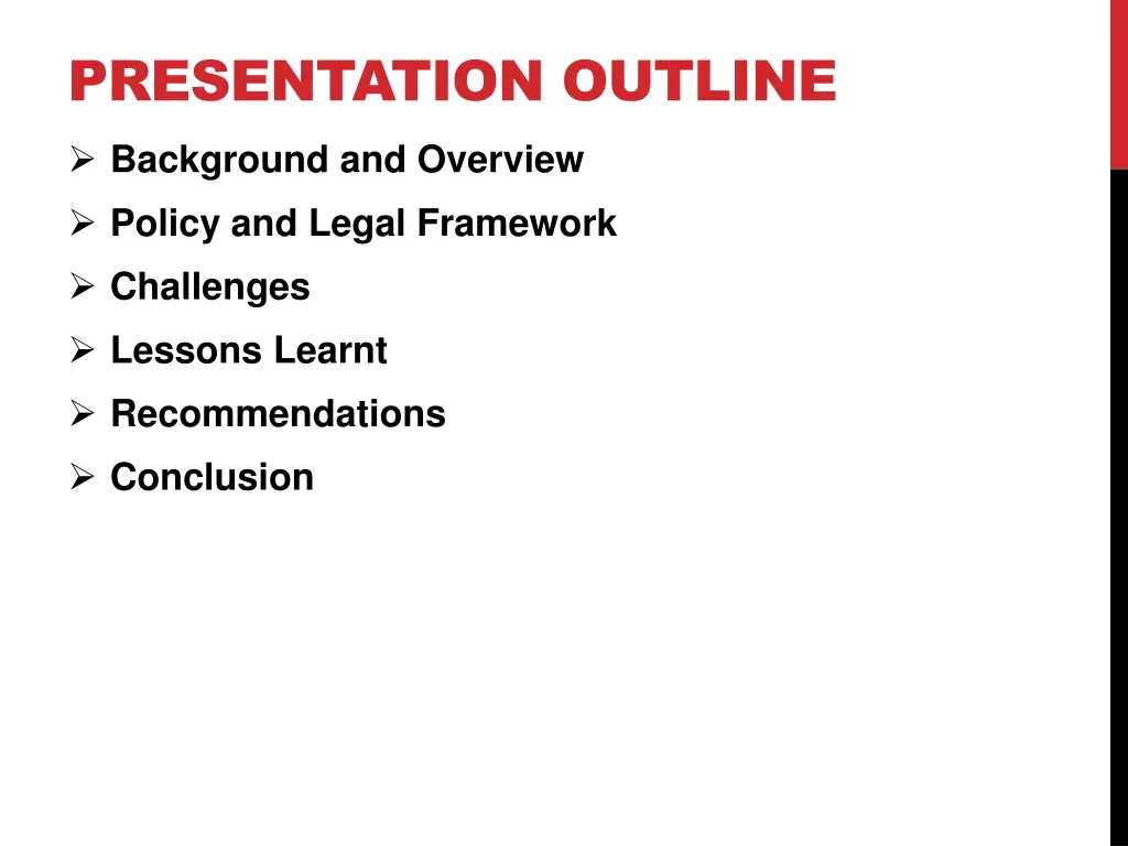presentation outline background and overview