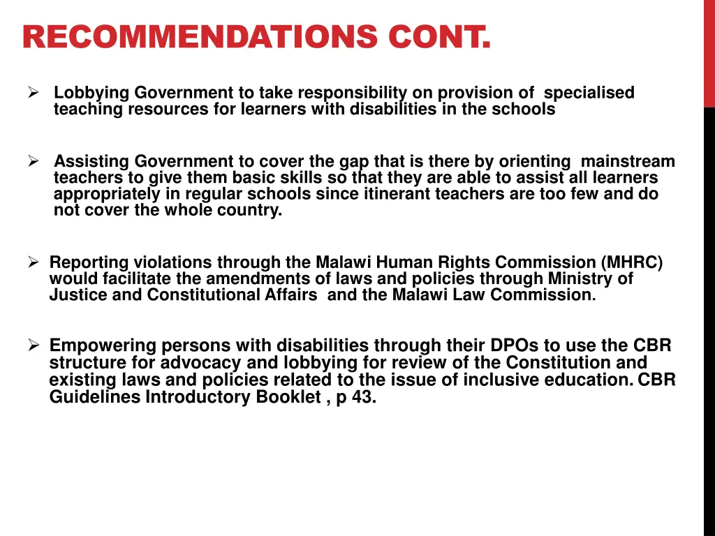 recommendations cont 2