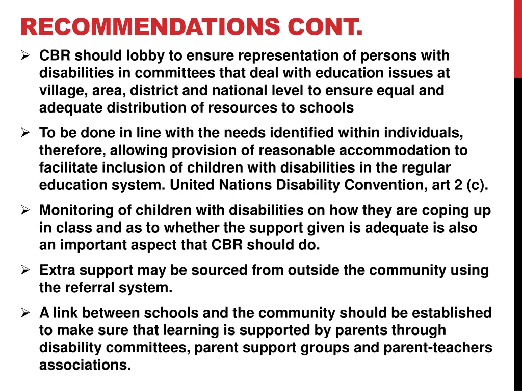 recommendations cont cbr should lobby to ensure