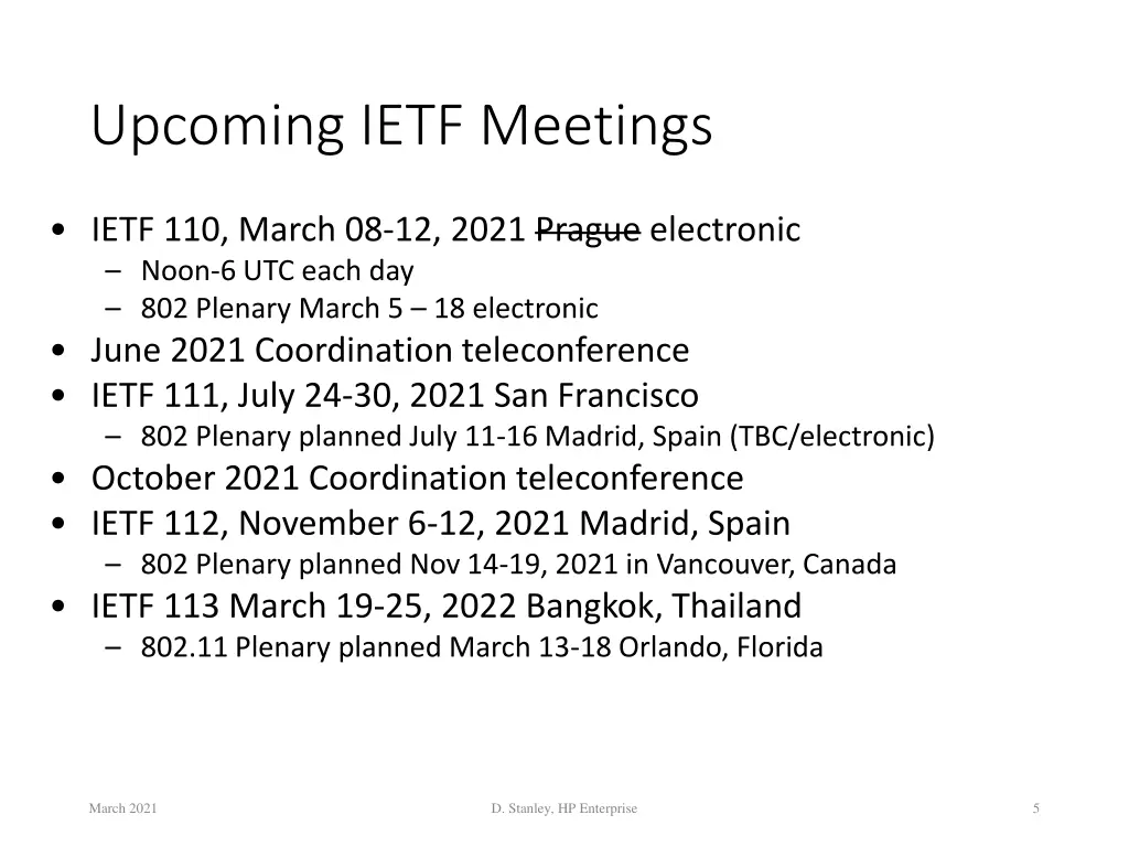 upcoming ietf meetings