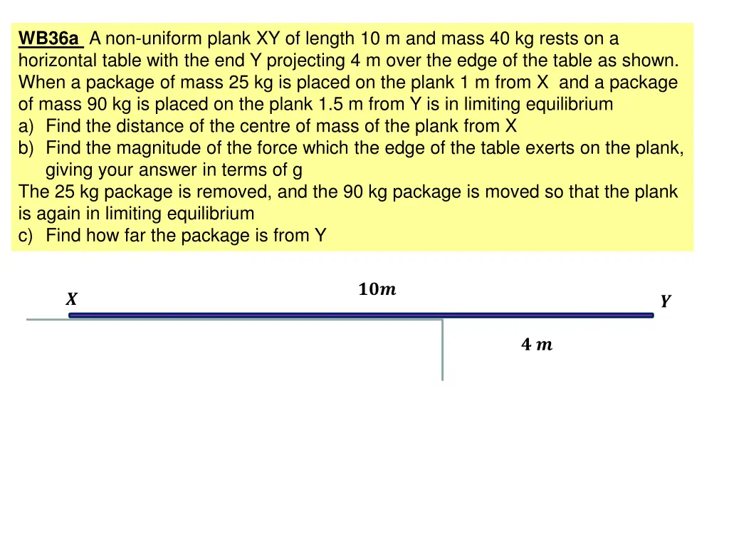 wb36a a non uniform plank xy of length