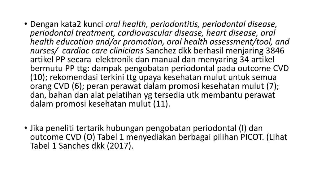 dengan kata2 kunci oral health periodontitis