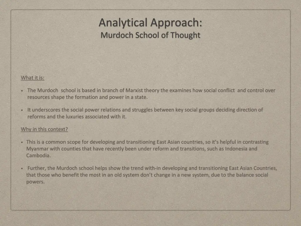 analytical approach murdoch school of thought