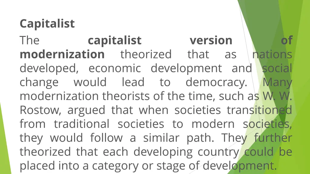 capitalist the modernization developed economic