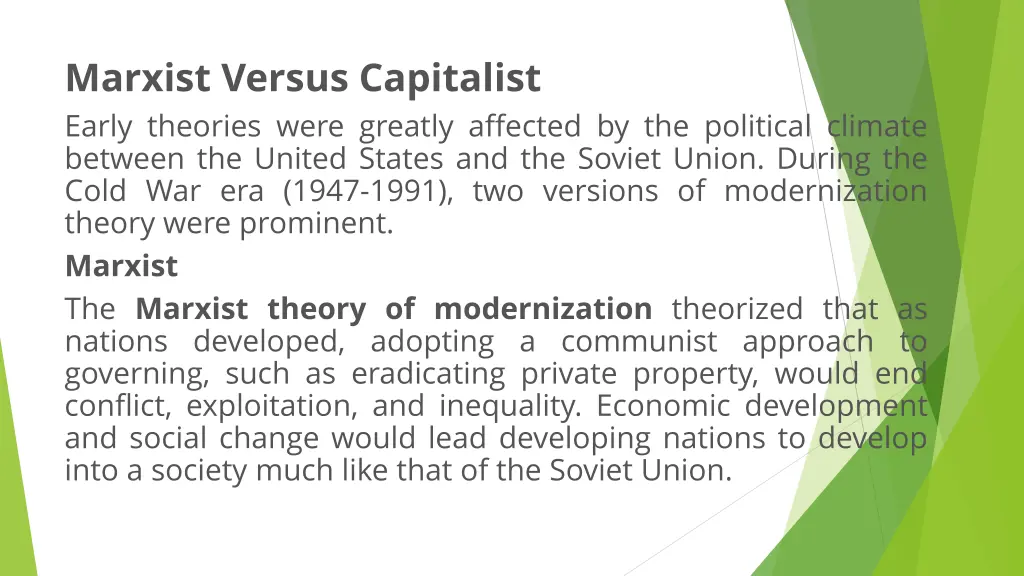 marxist versus capitalist early theories were
