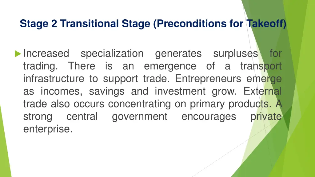 stage 2 transitional stage preconditions