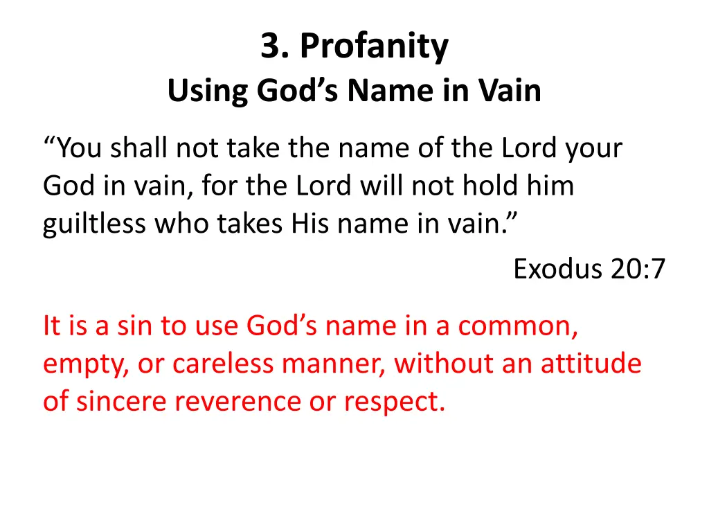 3 profanity using god s name in vain 3