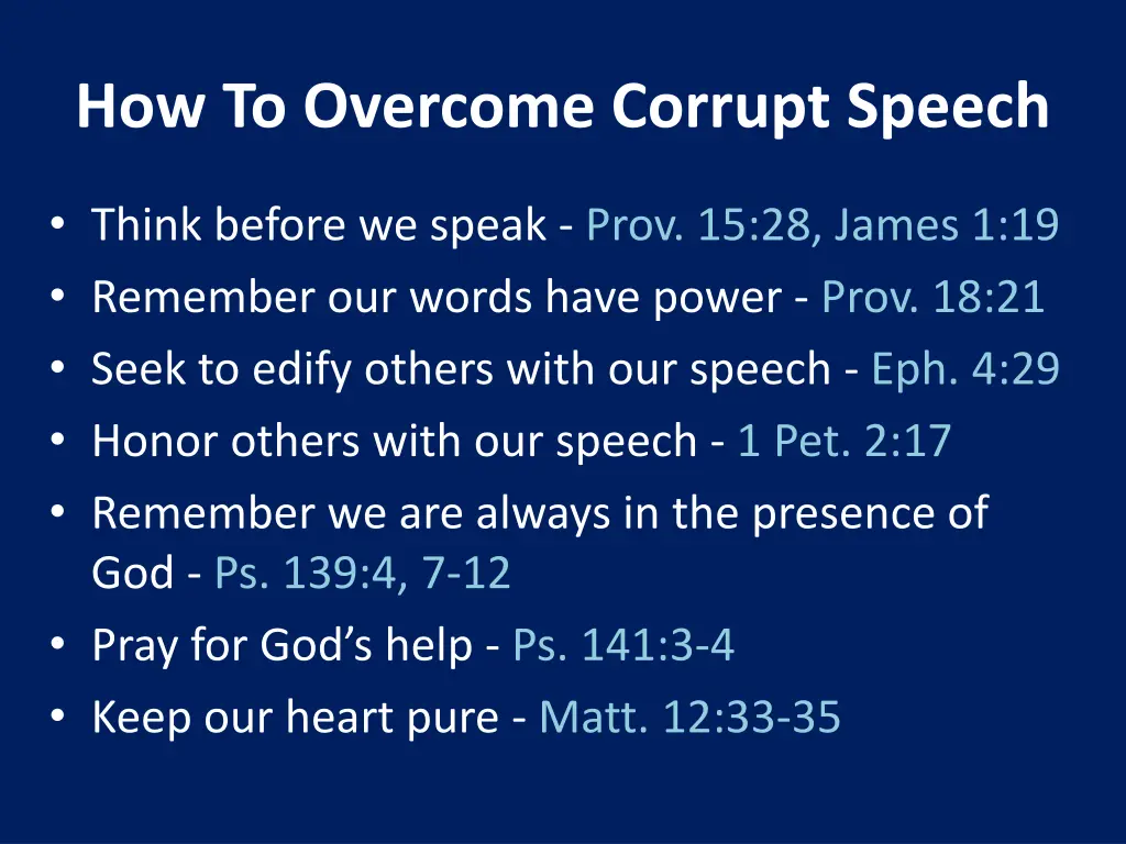 how to overcome corrupt speech