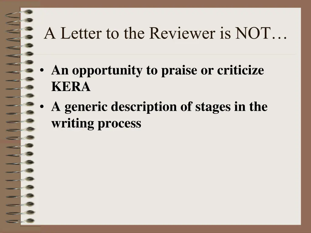 a letter to the reviewer is not