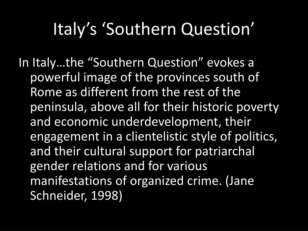 italy s southern question
