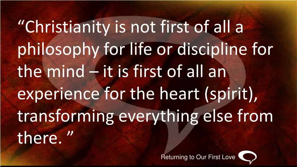 christianity is not first of all a philosophy
