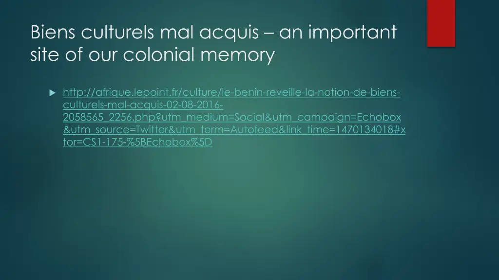 biens culturels mal acquis an important site