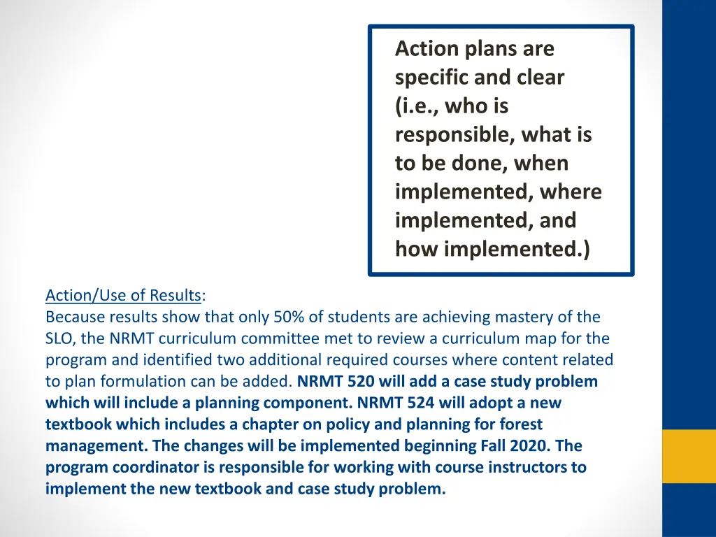 action plans are specific and clear